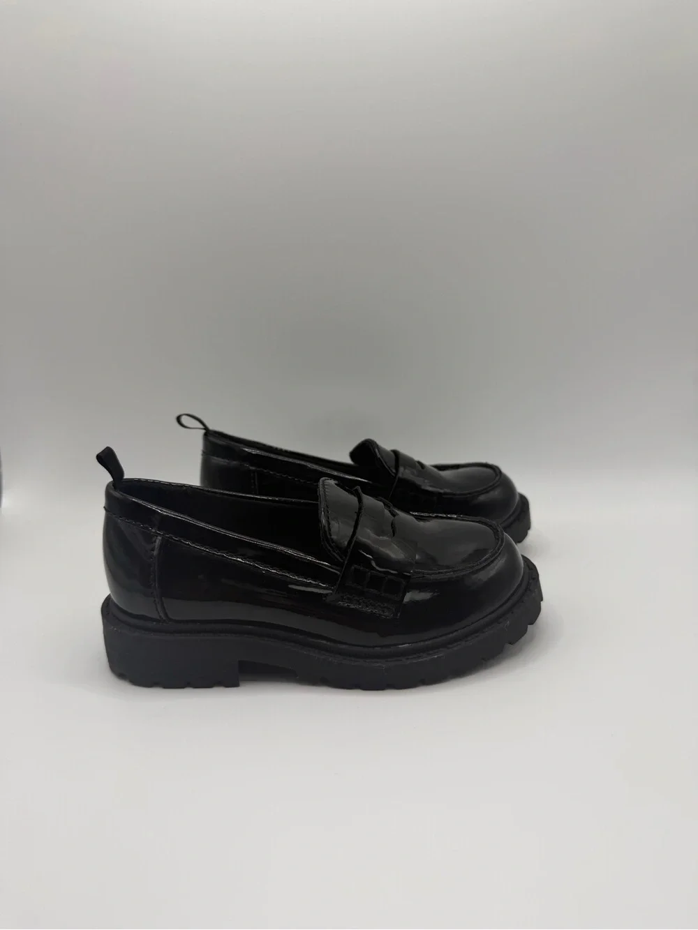 Old Navy Black Patent Loafer Flats with Chunky Sole